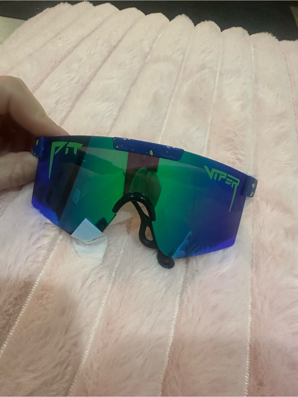 VIPER Mirrored Shield Sunglasses - Green Blue Lens